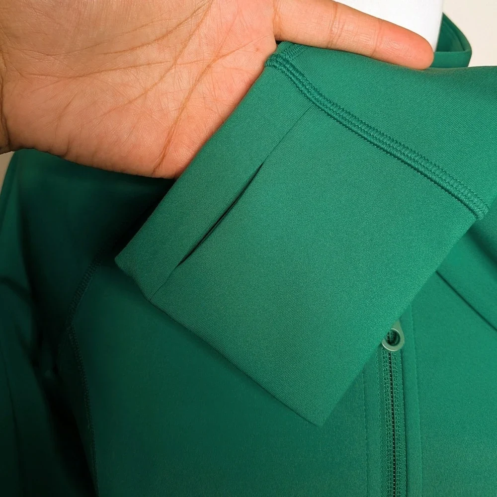 Girlfriend Collective Fitted Athletic Full Zip Jacket Top Green Medium